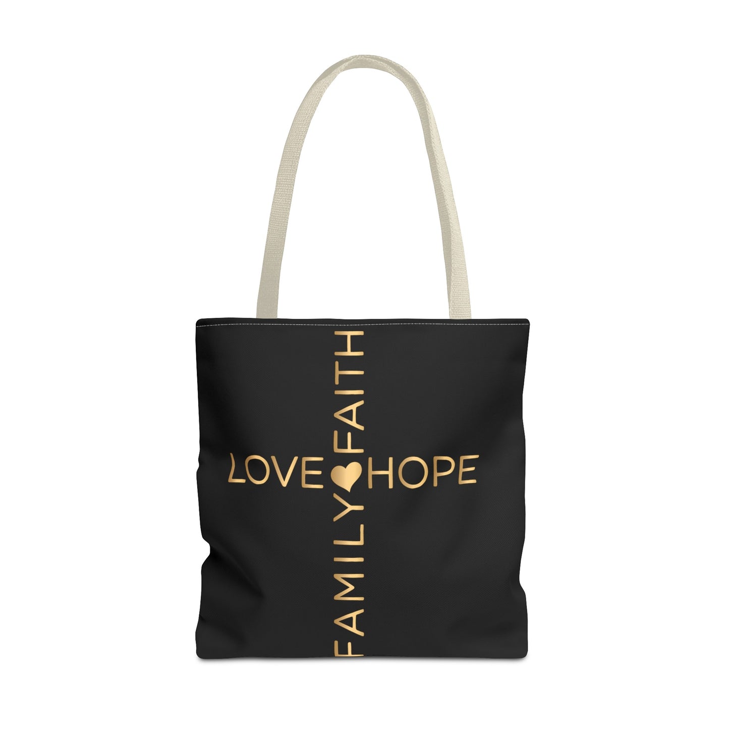 Love Hope Faith Family Cross Tote Bag (AOP)