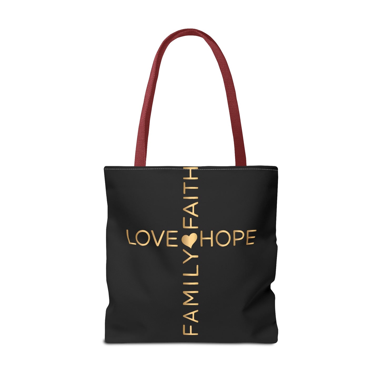 Love Hope Faith Family Cross Tote Bag (AOP)