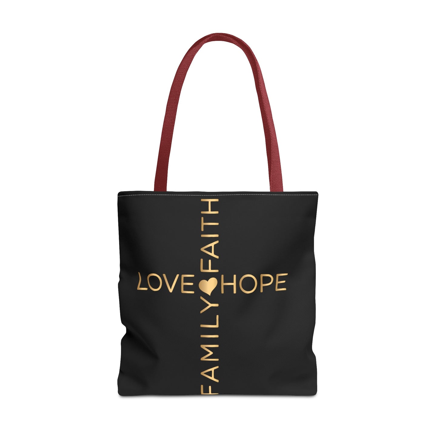 Love Hope Faith Family Cross Tote Bag (AOP)