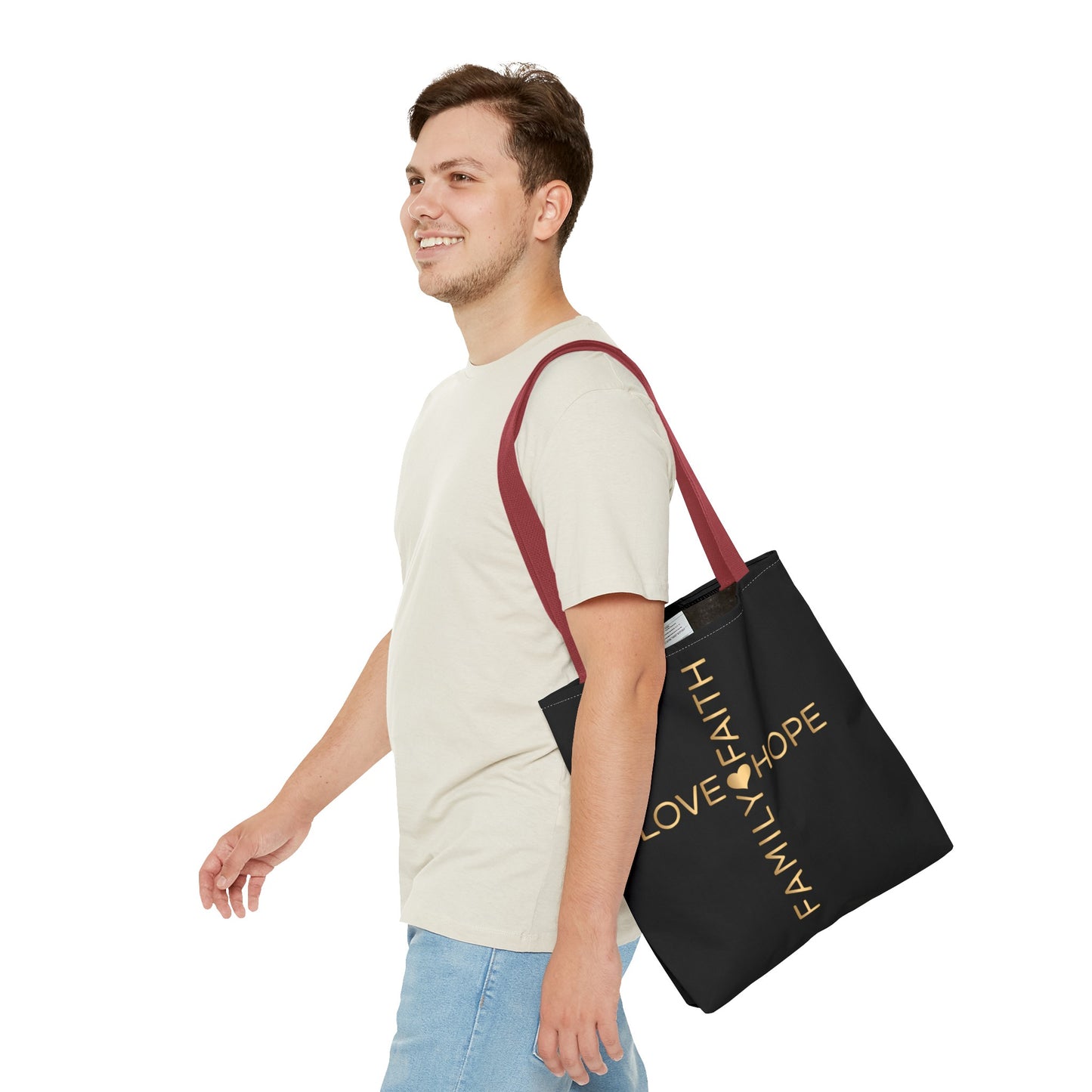 Love Hope Faith Family Cross Tote Bag (AOP)