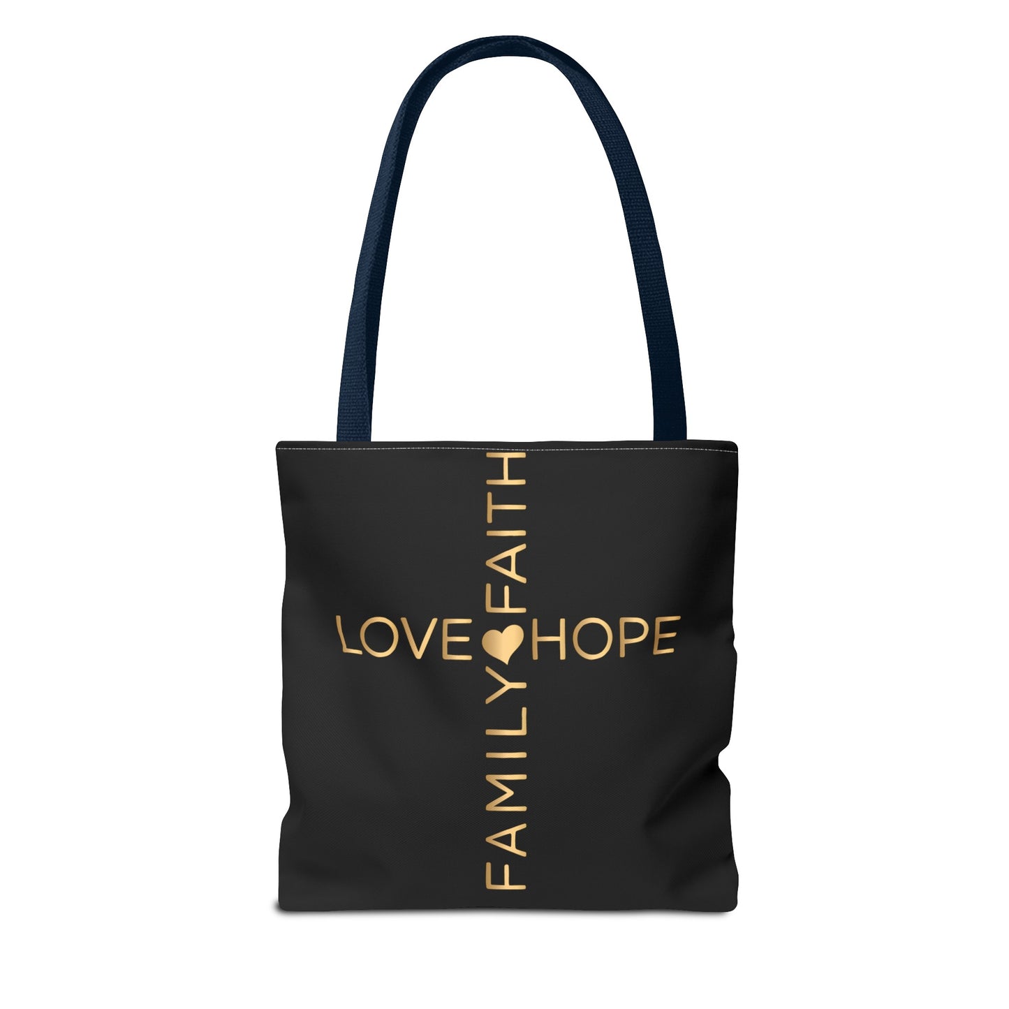 Love Hope Faith Family Cross Tote Bag (AOP)