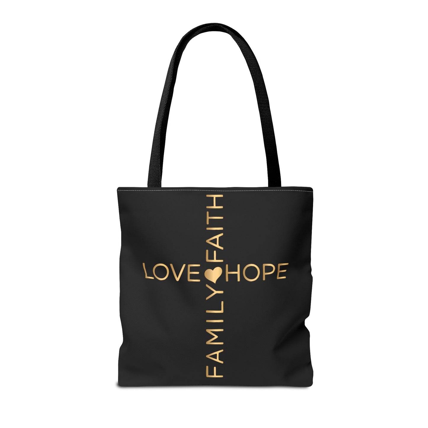 Love Hope Faith Family Cross Tote Bag (AOP)