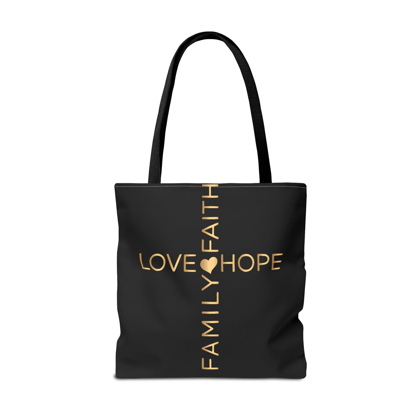 Love Hope Faith Family Cross Tote Bag (AOP)