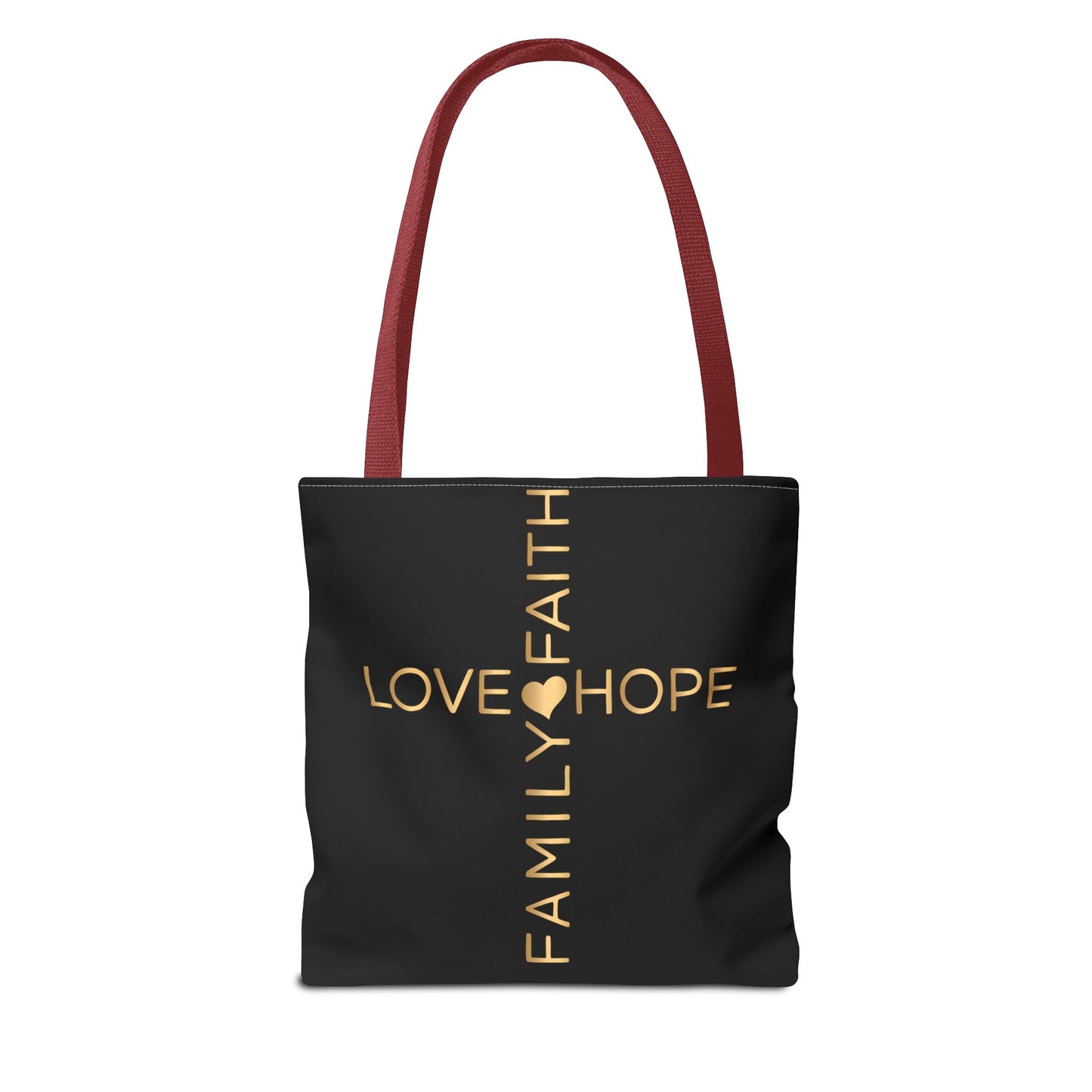 Love Hope Faith Family Cross Tote Bag (AOP)