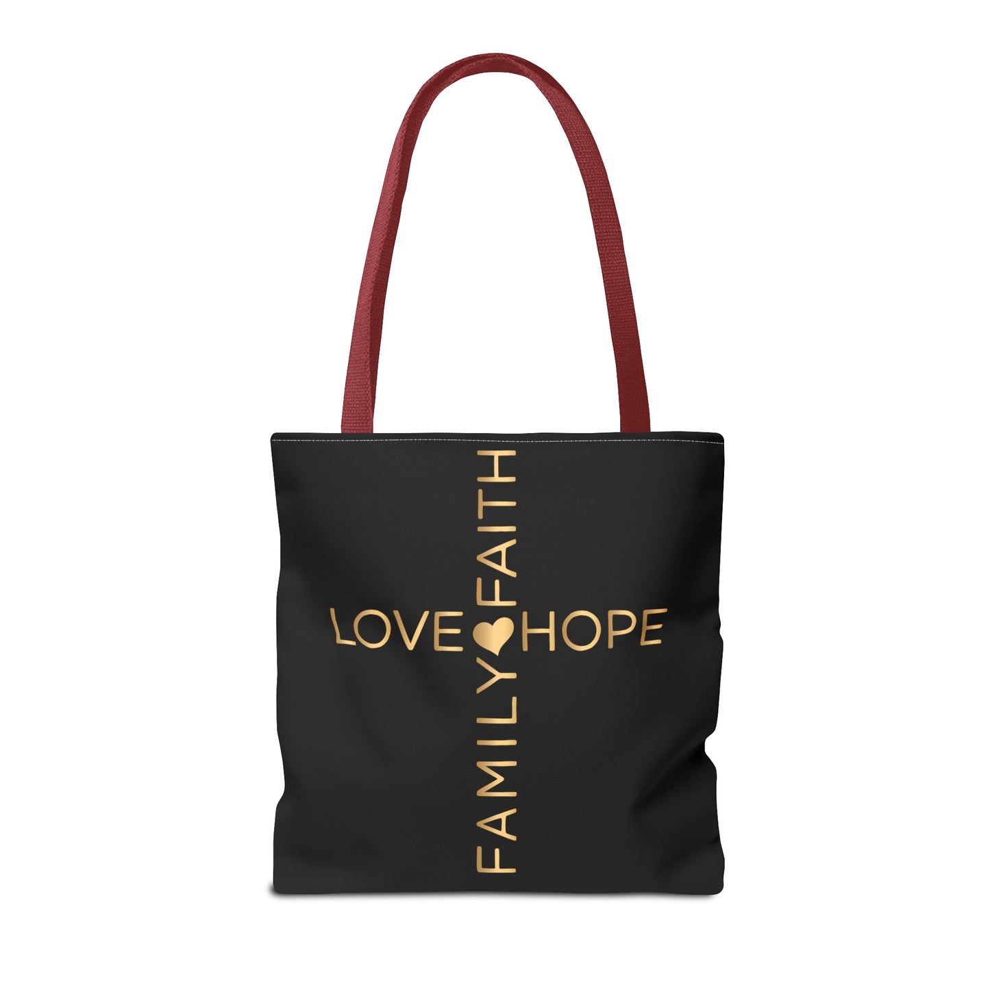 Love Hope Faith Family Cross Tote Bag (AOP)