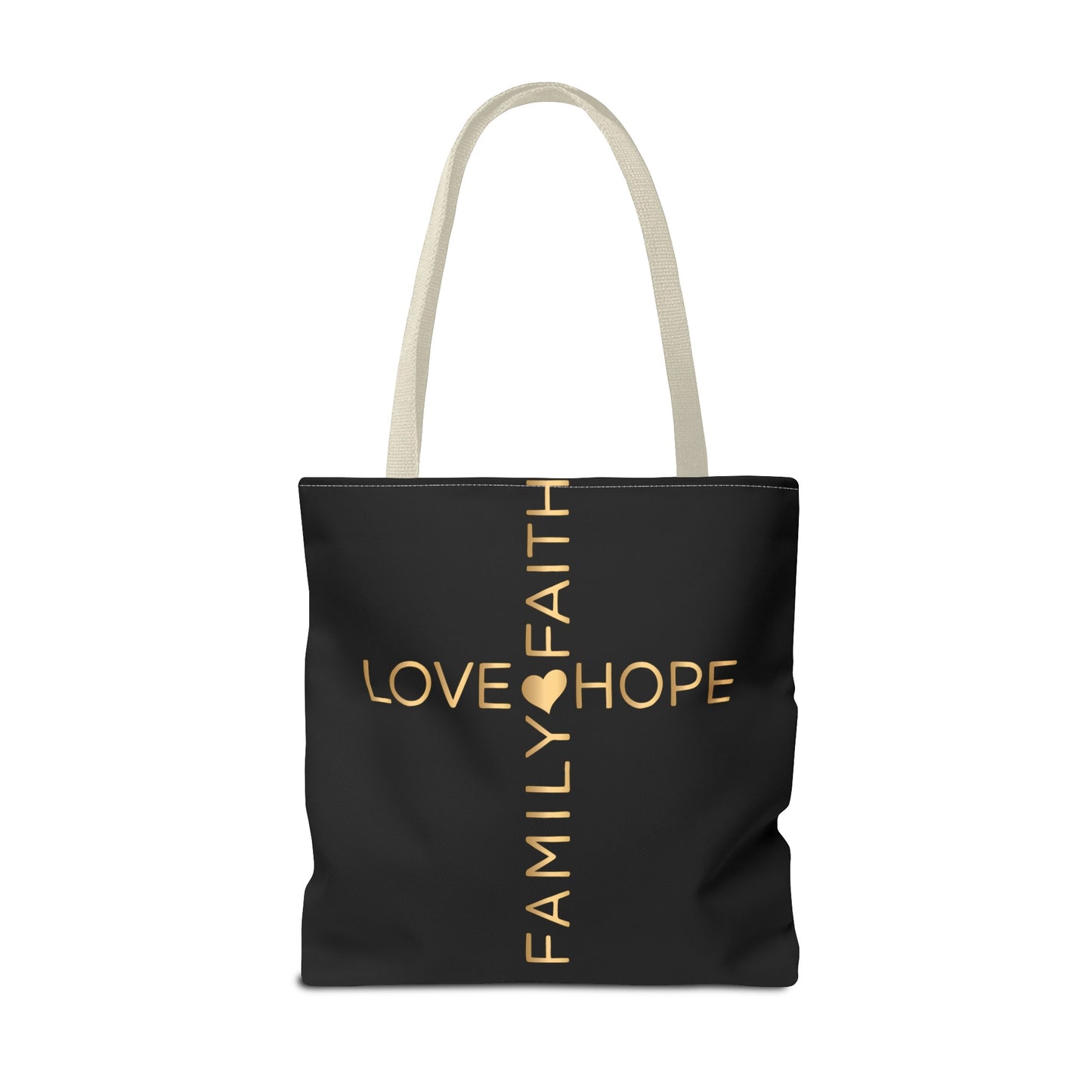 Love Hope Faith Family Cross Tote Bag (AOP)