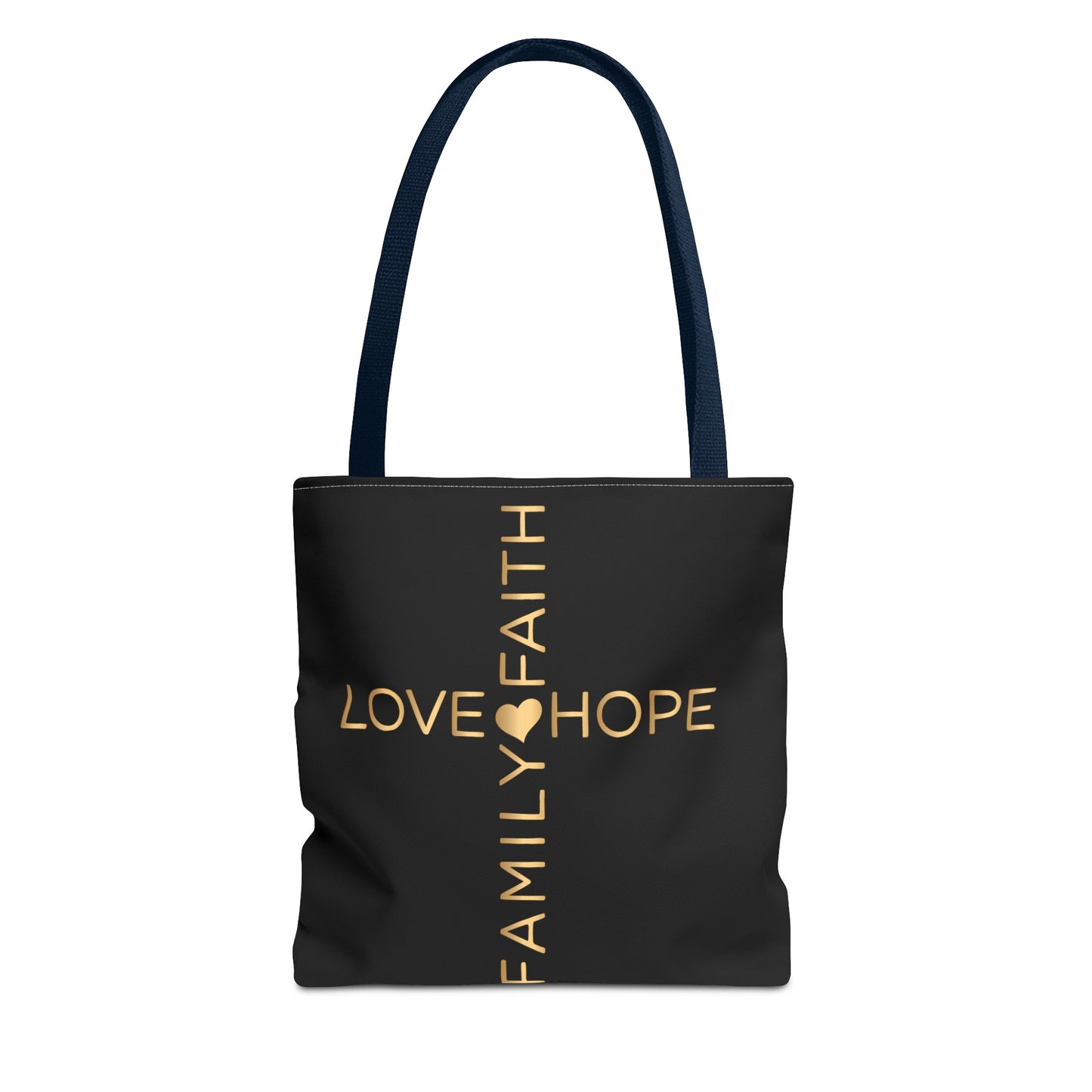 Love Hope Faith Family Cross Tote Bag (AOP)