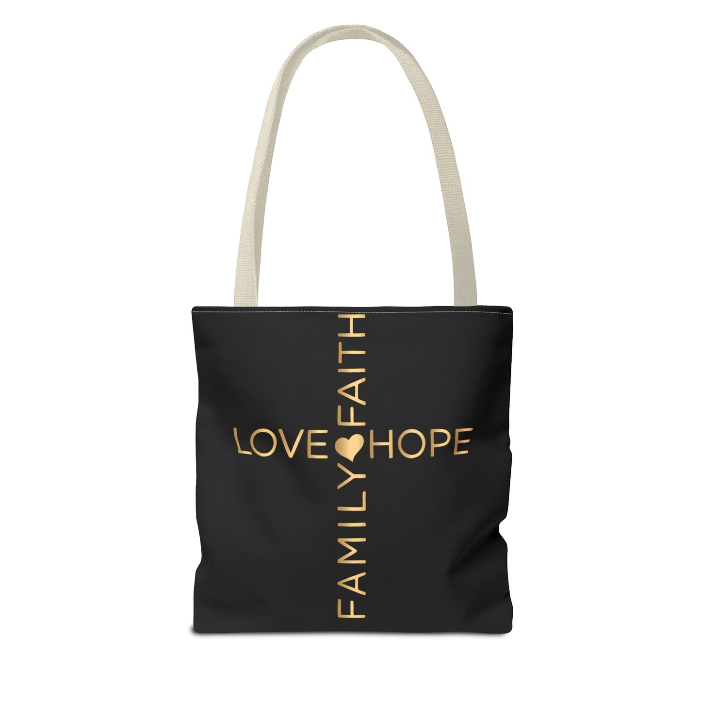 Love Hope Faith Family Cross Tote Bag (AOP)