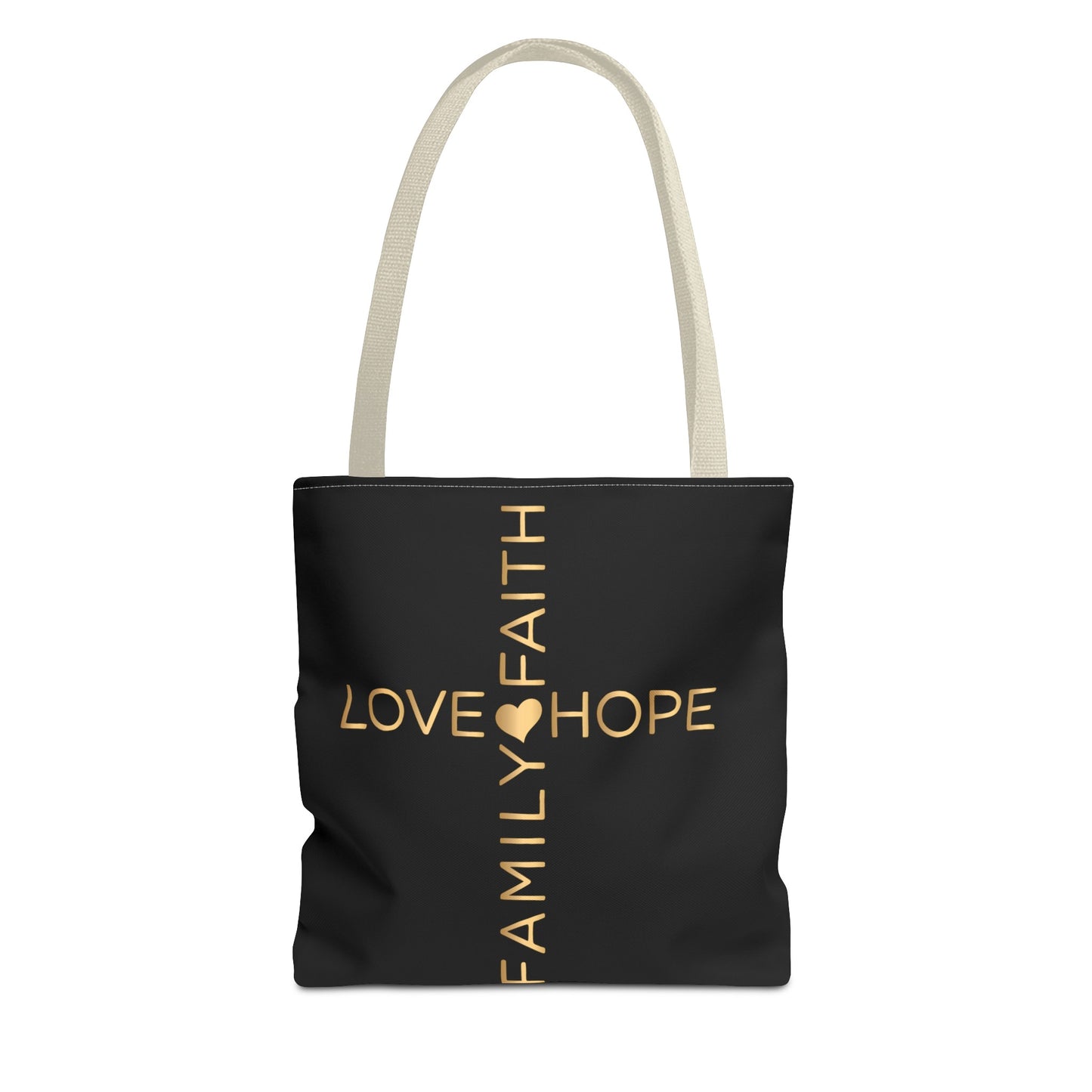 Love Hope Faith Family Cross Tote Bag (AOP)