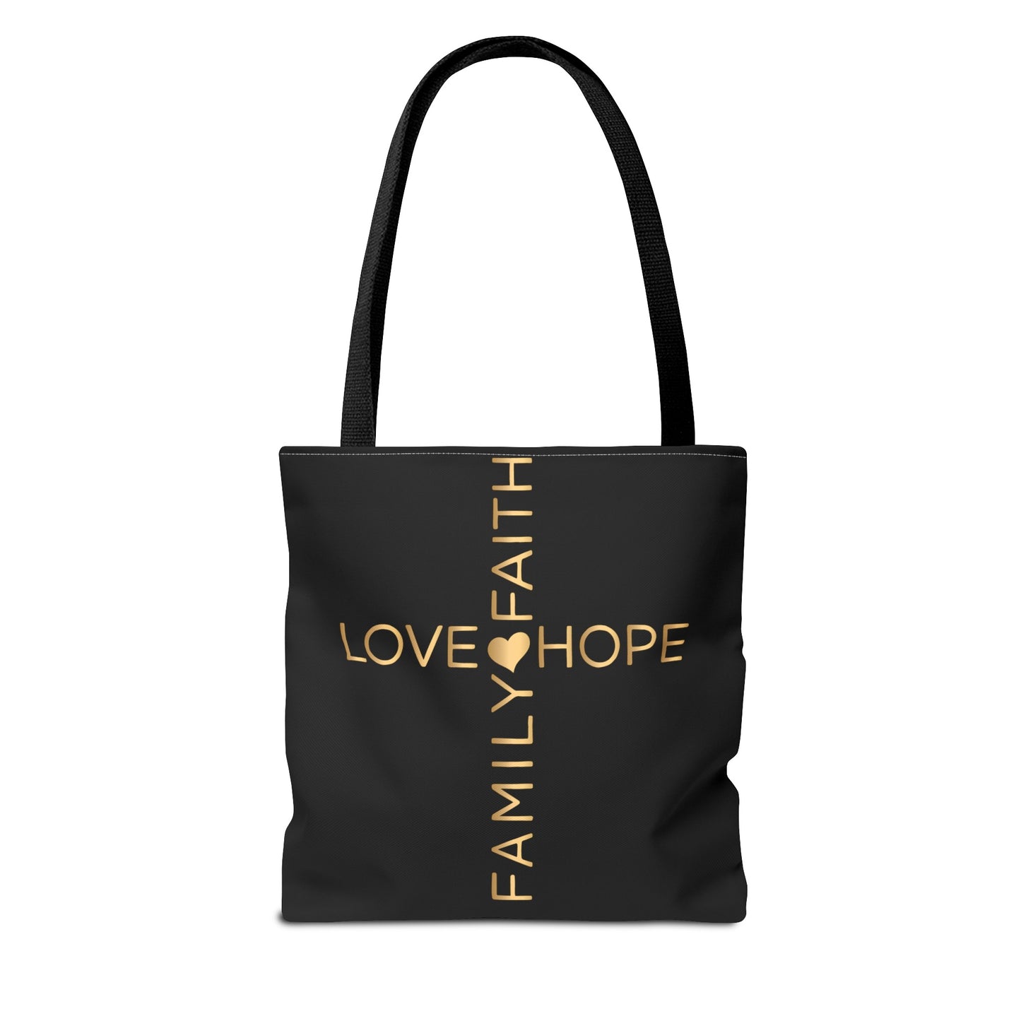 Love Hope Faith Family Cross Tote Bag (AOP)