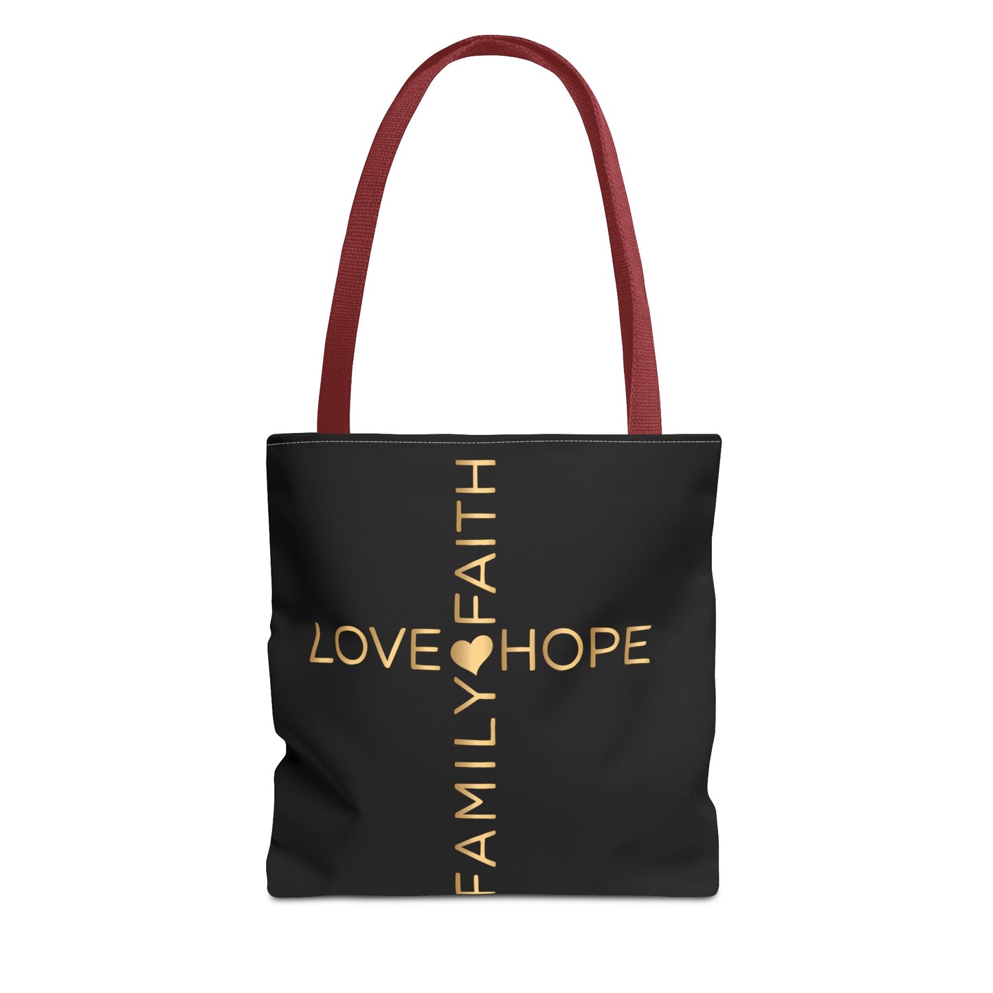 Love Hope Faith Family Cross Tote Bag (AOP)
