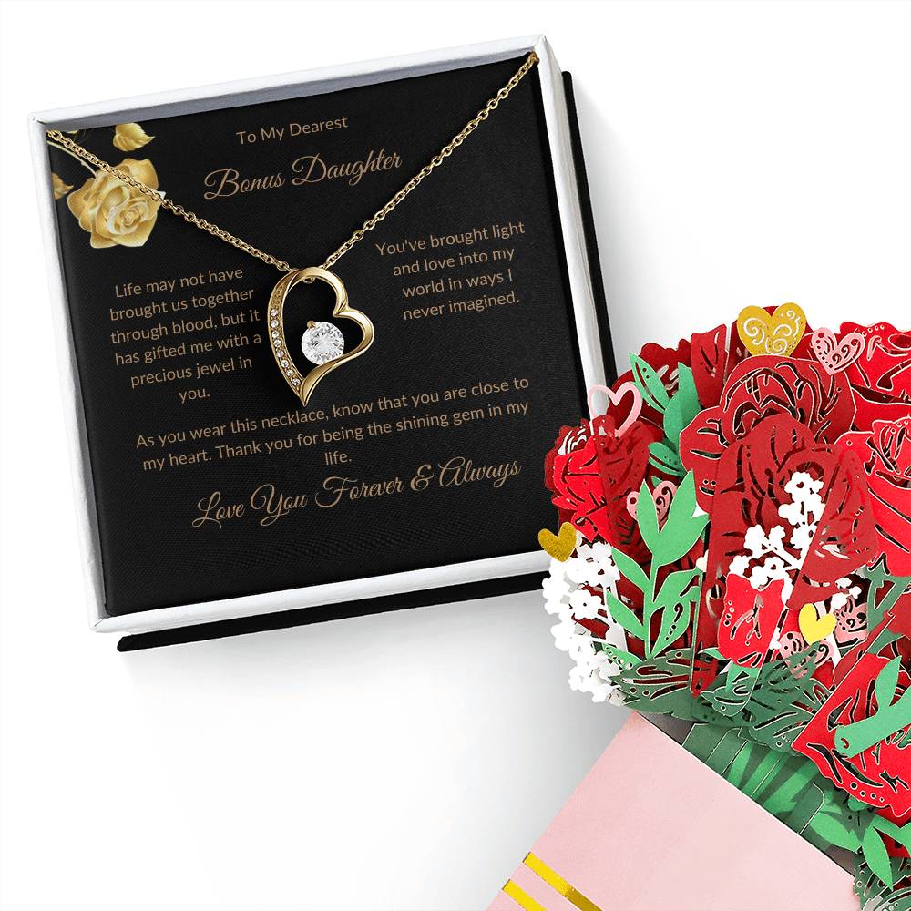 Bonus Daughter "Forever Love Necklace + Sweet Devotion Flower Bouquet Bundle"