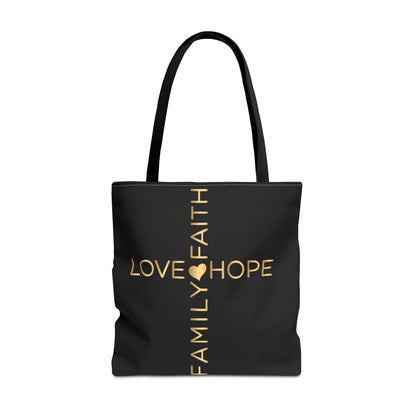 Love Hope Faith Family Cross Tote Bag (AOP)