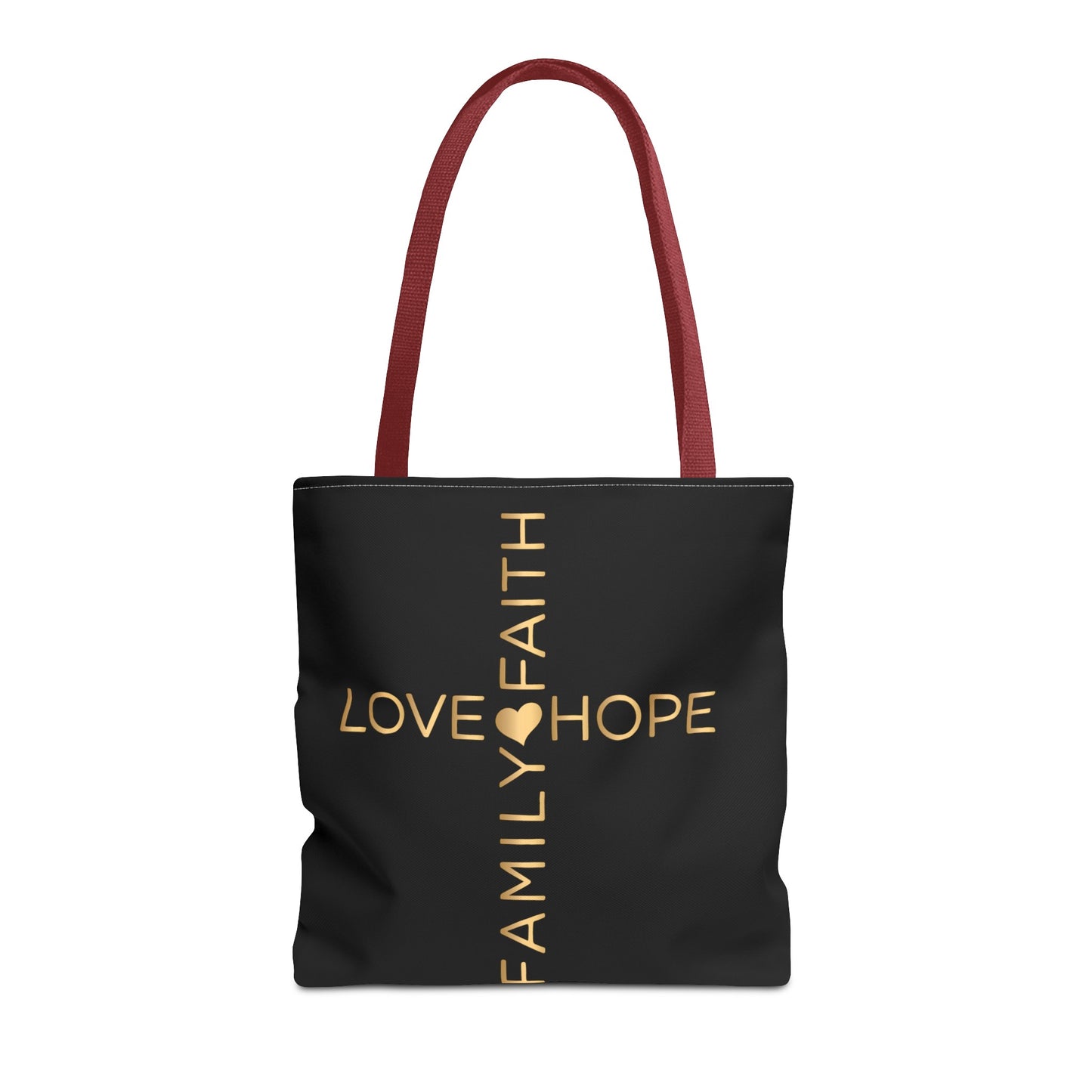 Love Hope Faith Family Cross Tote Bag (AOP)