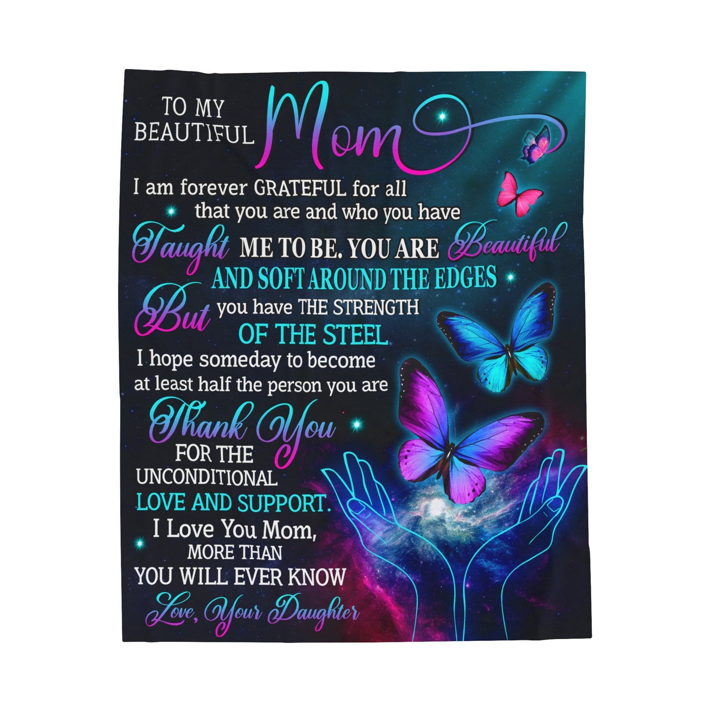 To My Beautiful Mother Velveteen Plush Blanket