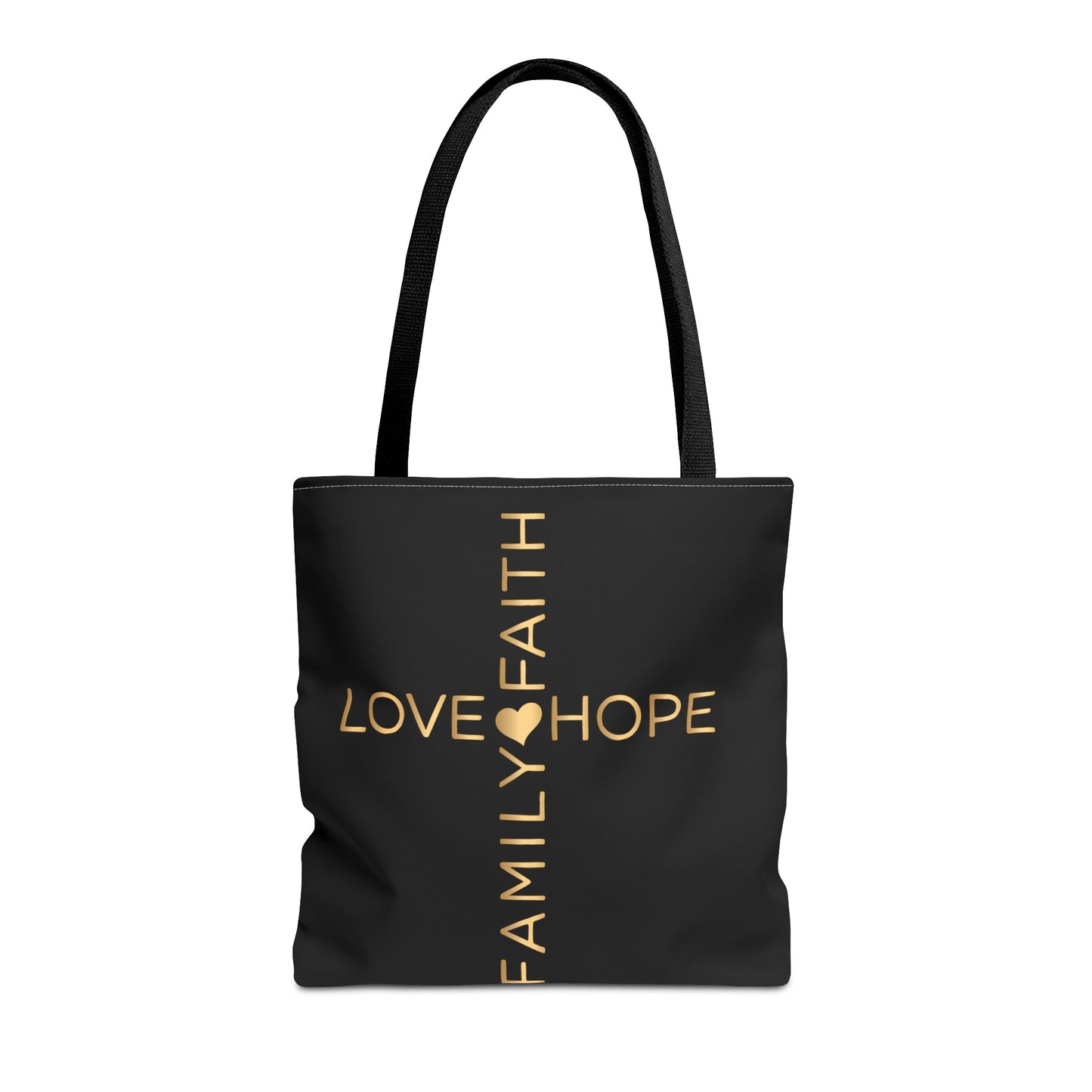 Love Hope Faith Family Cross Tote Bag (AOP)