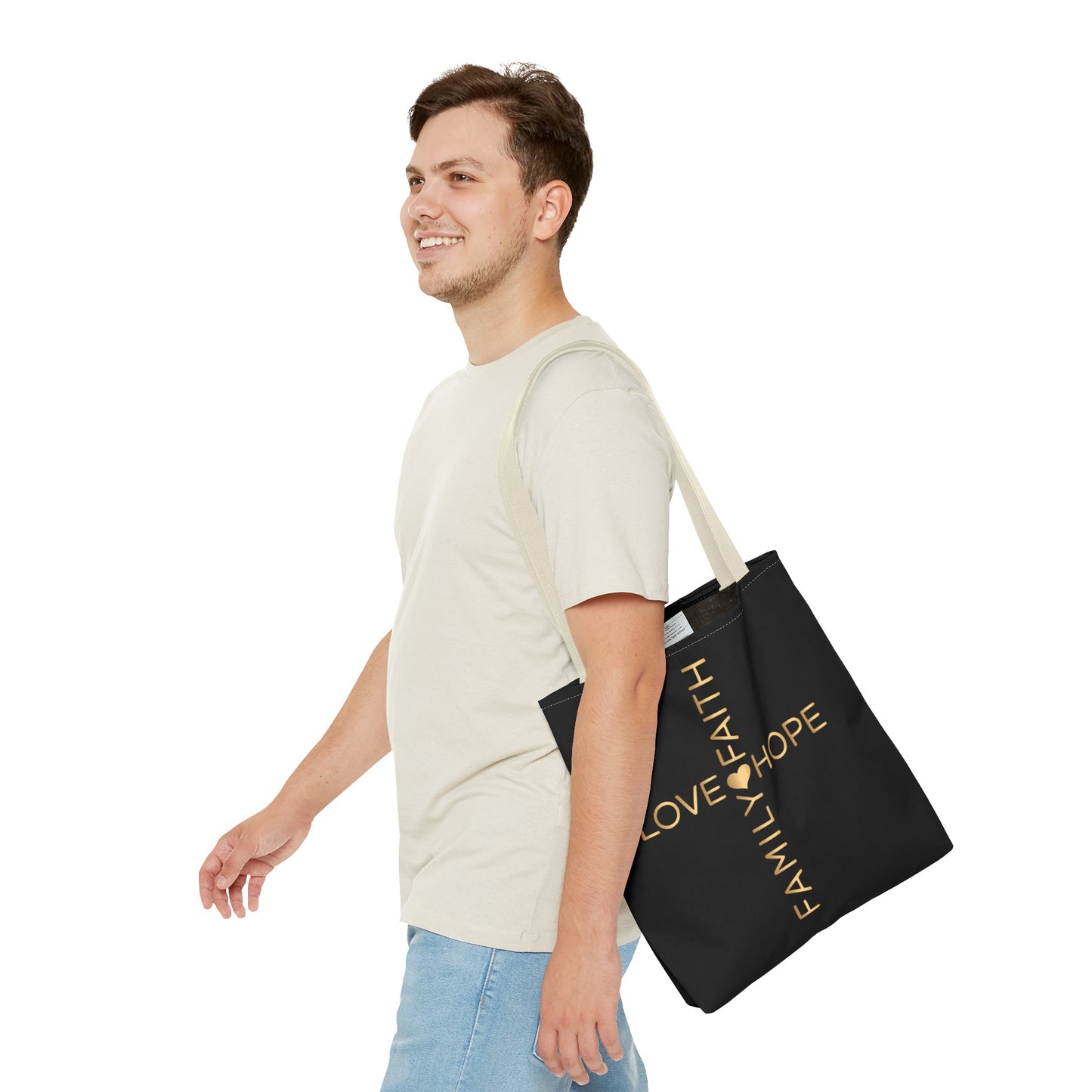 Love Hope Faith Family Cross Tote Bag (AOP)