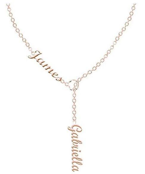 Personalized 2 Name Necklace (side and vertical