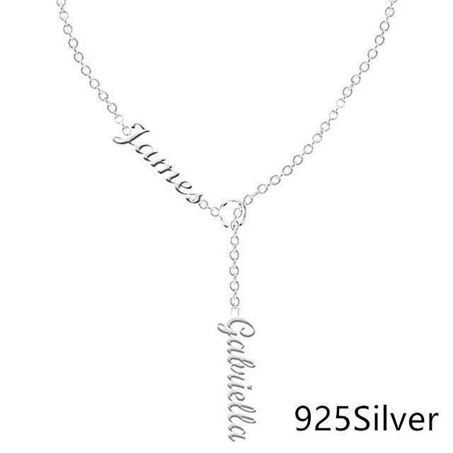 Personalized 2 Name Necklace (side and vertical