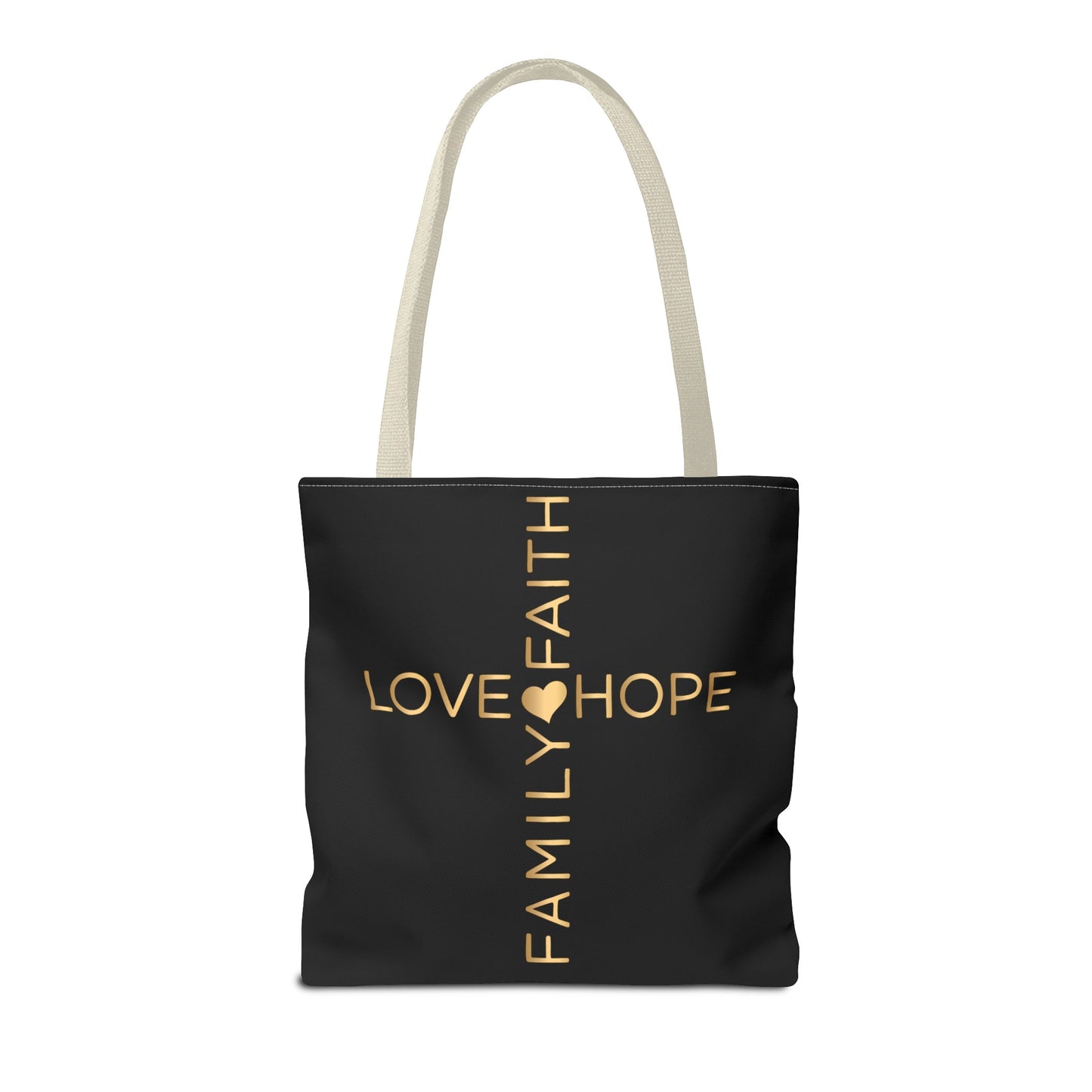 Love Hope Faith Family Cross Tote Bag (AOP)