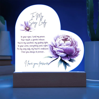 To My Sexy Lady Printed Acrylic Heart w/ Flower Bouquet Bundle