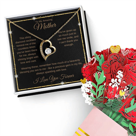 Amazing Mother's Forever Love Necklace & Sweetest Devotion Bouquet Bundle